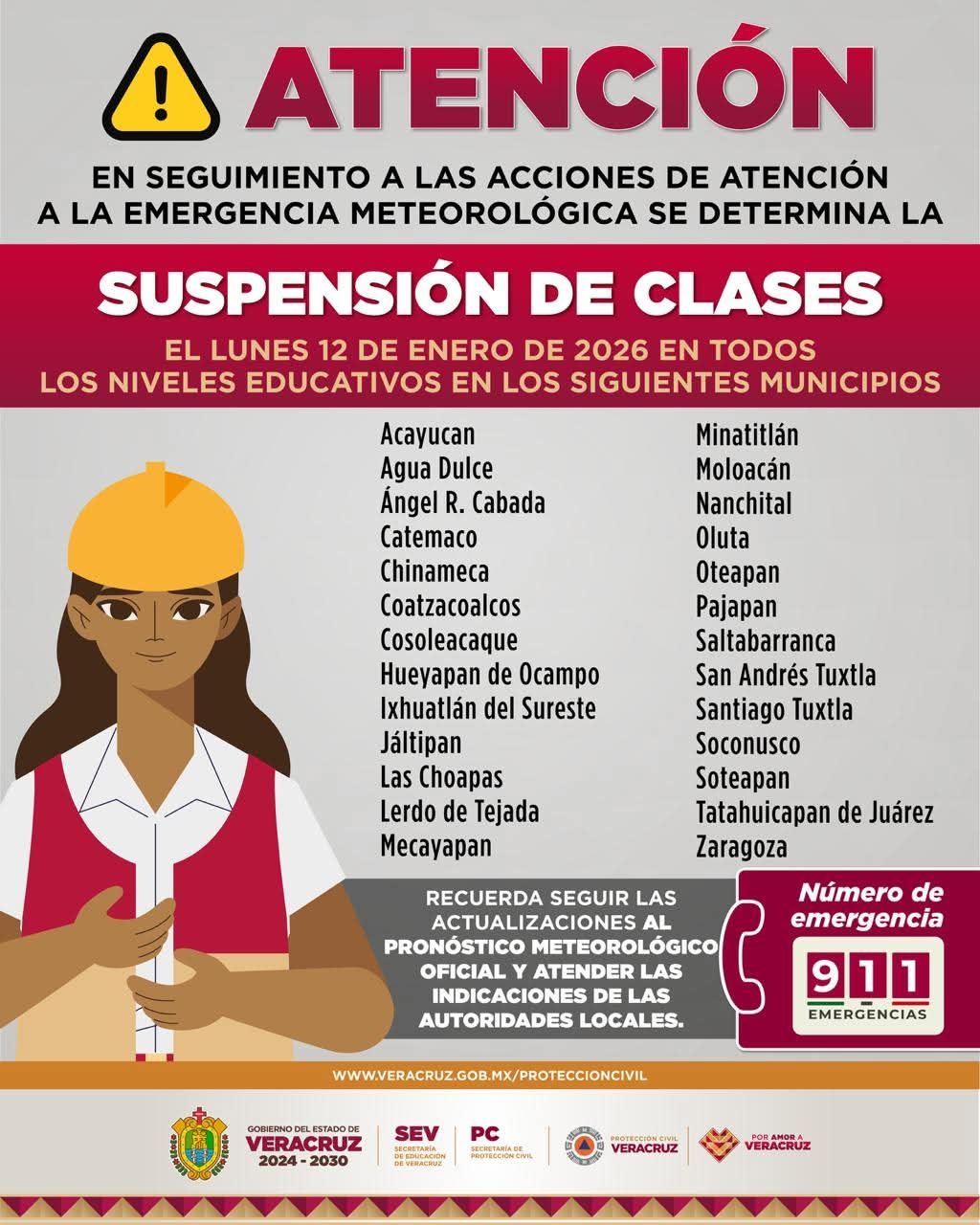 Suspensión de Clases en 26 Municipios del Sur de Veracruz por Lluvias